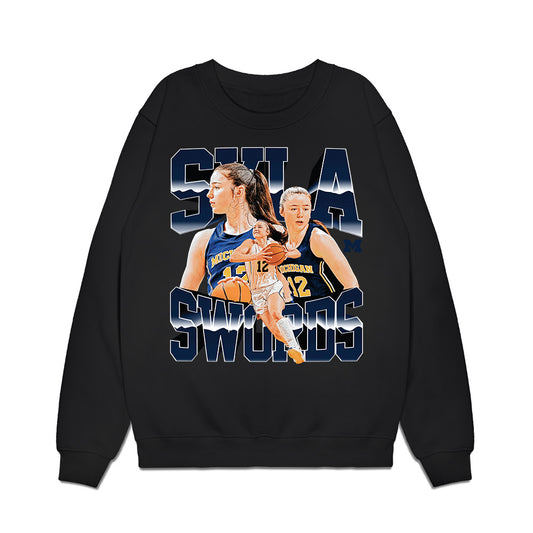 Michigan - NCAA Women's Basketball : Syla Swords - Collage Premium Crewneck Sweatshirt-0