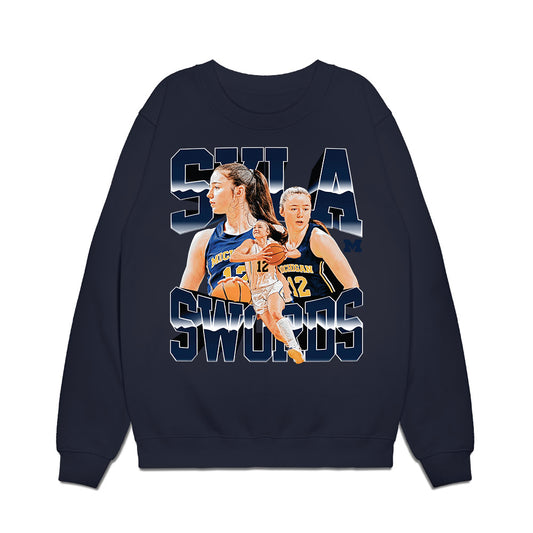 Michigan - NCAA Women's Basketball : Syla Swords - Collage Premium Crewneck Sweatshirt-0