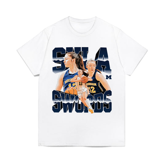 Michigan - NCAA Women's Basketball : Syla Swords - Collage Comfort Colors T-Shirt-0