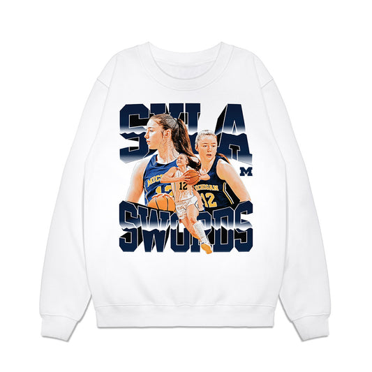Michigan - NCAA Women's Basketball : Syla Swords - Collage Premium Crewneck Sweatshirt-0