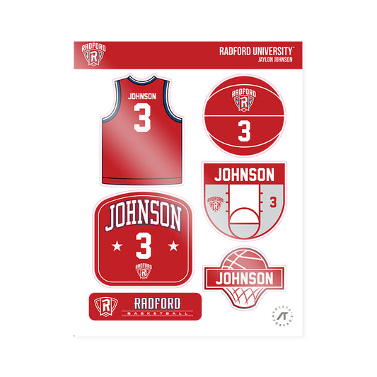 Radford - NCAA Men's Basketball : Jaylon Johnson - Sticker Sheet-0
