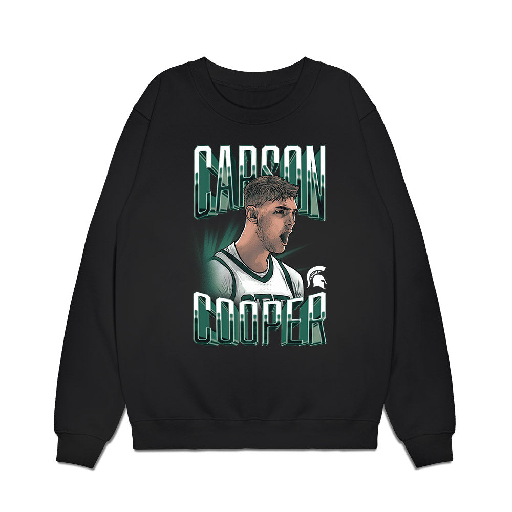 Michigan State - NCAA Men's Basketball : Carson Cooper - Caricature Premium Crewneck Sweatshirt-0