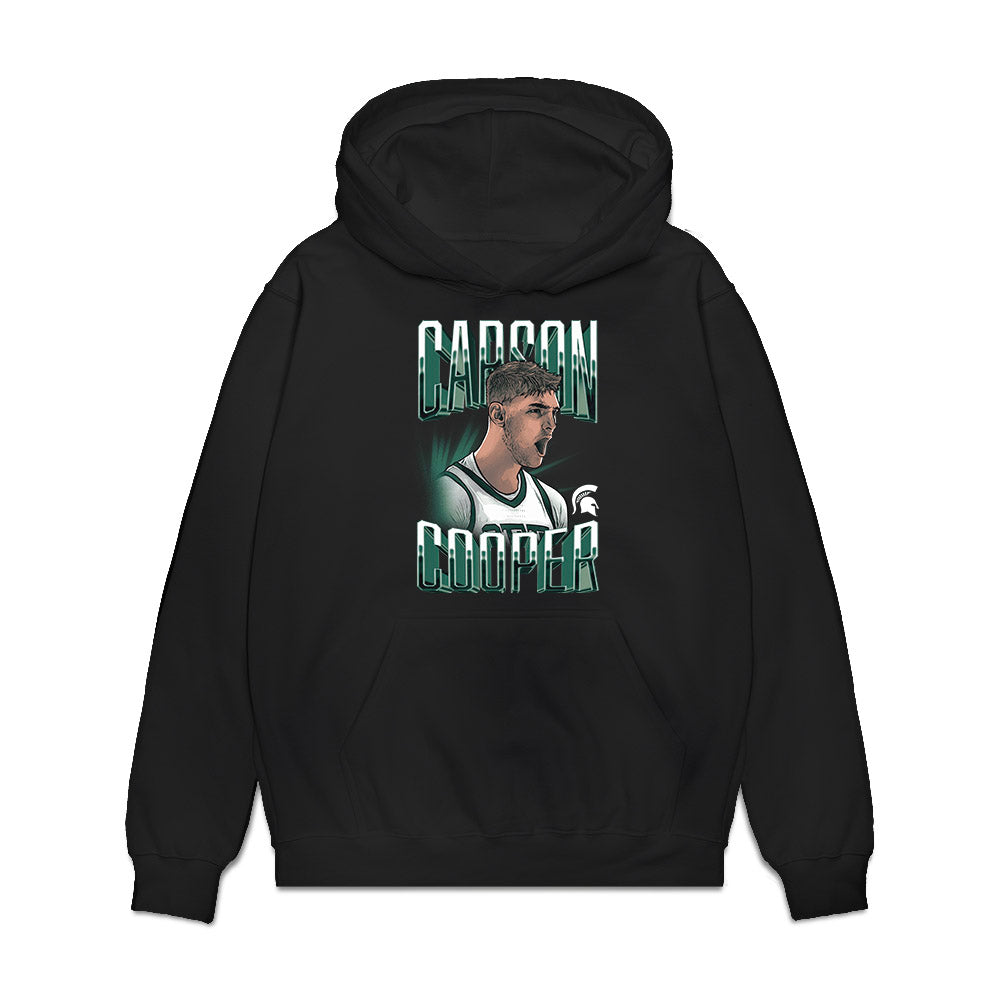 Michigan State - NCAA Men's Basketball : Carson Cooper - Caricature Premium Hooded Sweatshirt-0