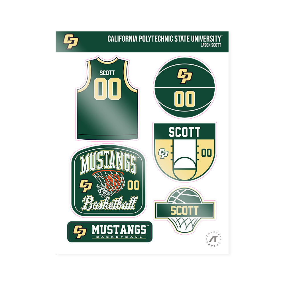 Cal Poly - NCAA Men's Basketball : Jason Scott - Sticker Sheet-0