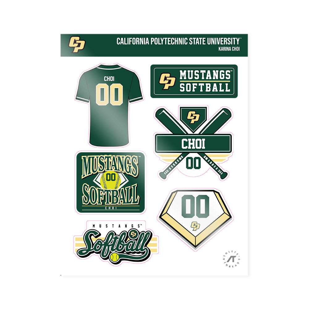 Cal Poly - NCAA Softball : Karina Choi - Sticker Sheet-0