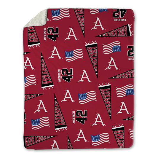 Arkansas - NCAA Baseball : Michael Anderson - USA Blanket-0
