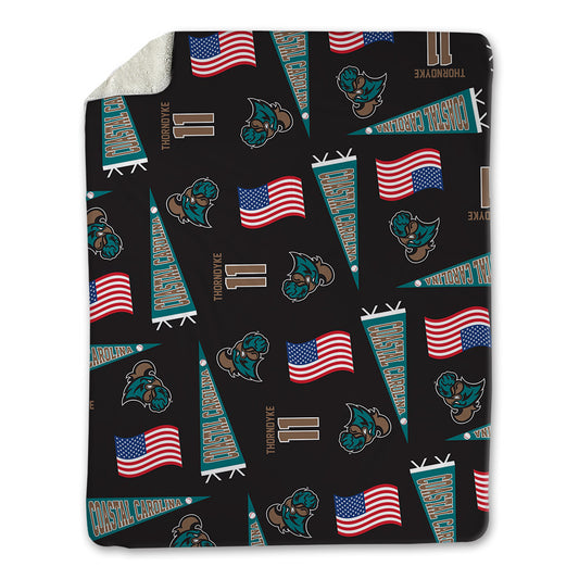Coastal Carolina - NCAA Baseball : Colby Thorndyke - USA Blanket-0