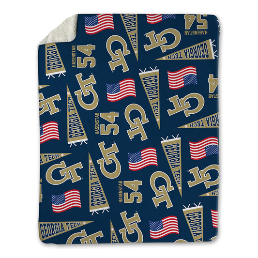 Georgia Tech - NCAA Baseball : Riley Hasenstab - USA Blanket-0