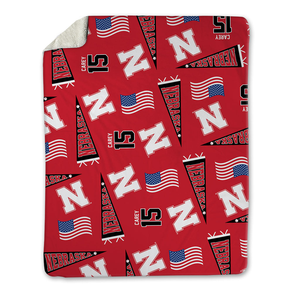 Nebraska - NCAA Baseball : Dylan Carey - USA Blanket-0