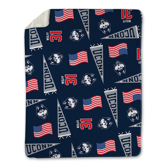 UConn - NCAA Baseball : Devin Wolff - USA Blanket-0