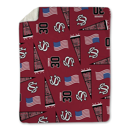 South Carolina - NCAA Baseball : Dawson Harman - USA Blanket-0