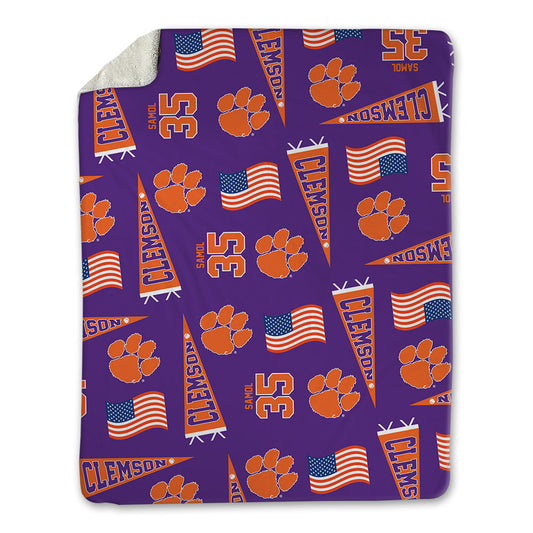 Clemson - NCAA Baseball : Noah Samol - USA Blanket-0