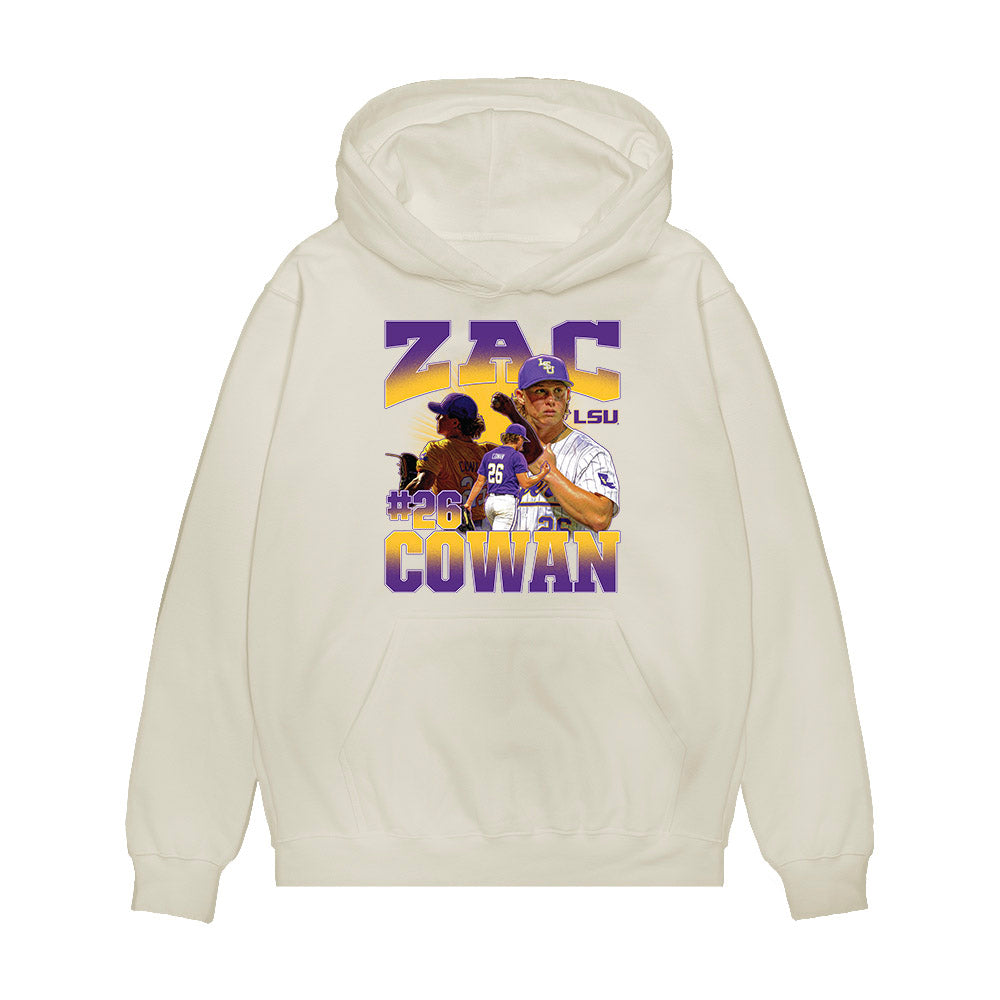 LSU - NCAA Baseball : Zac Cowan - Collage Premium Hooded Sweatshirt-0