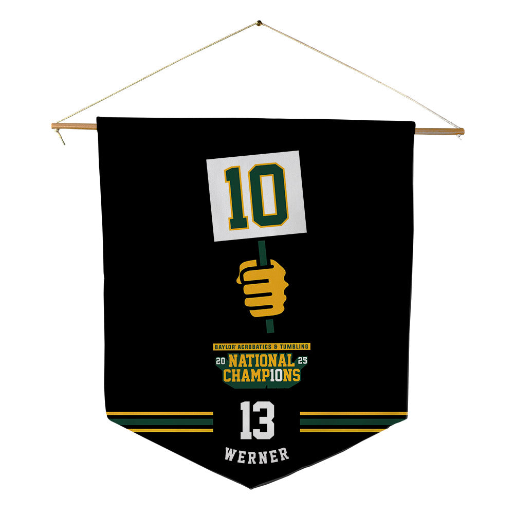 Baylor - NCAA Acrobatics & Tumbling : Madden Werner - National Champions Pennant - 18" x 21"-0