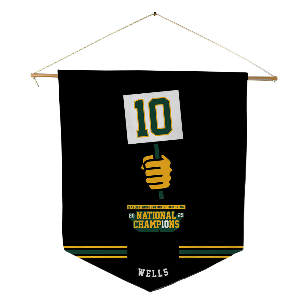 Baylor - NCAA Acrobatics & Tumbling : Meredith Wells - National Champions Pennant - 18" x 21"-0