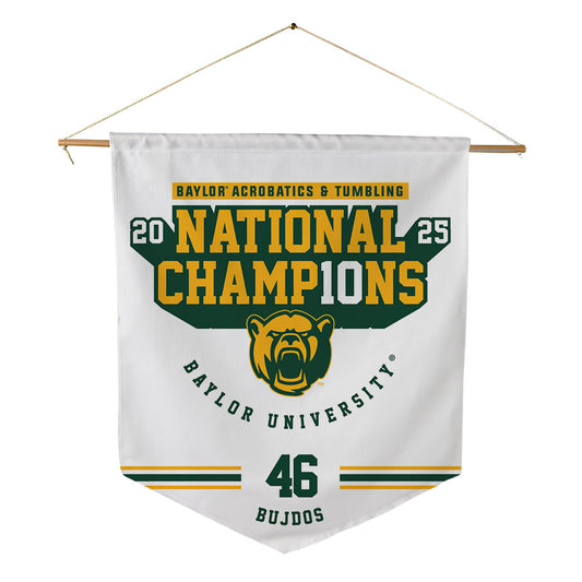 Baylor - NCAA Acrobatics & Tumbling : PJ Bujdos - National Champions Shersey Pennant - 18" x 21"-0