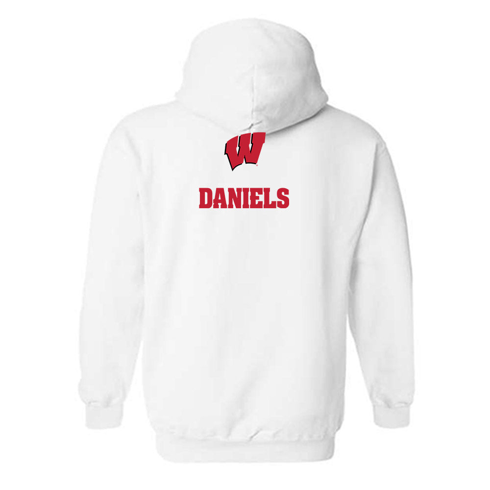 Wisconsin - NCAA Men's Swimming & Diving : Lucas Daniels - Sports Shersey Hooded Sweatshirt-1