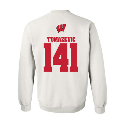 Wisconsin - NCAA Wrestling : Peter Tomazevic - Sports Shersey Crewneck Sweatshirt-1