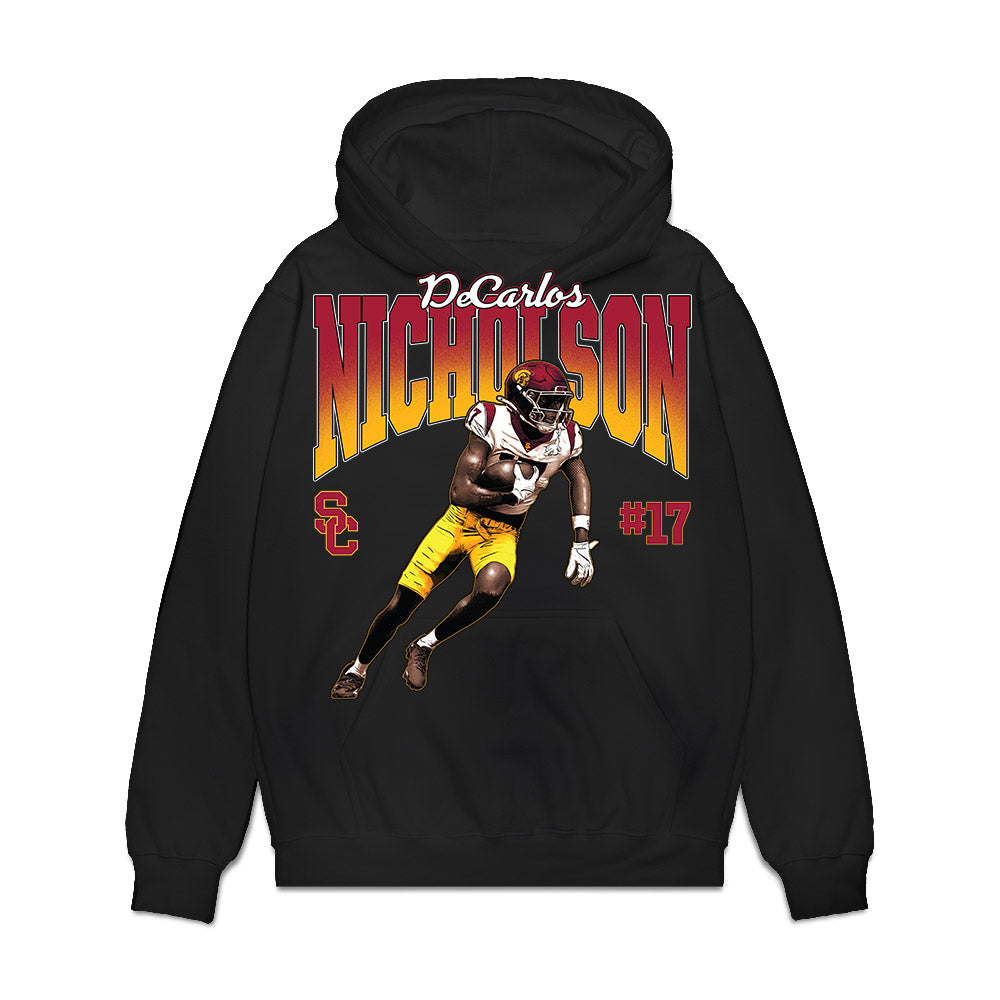 USC - NCAA Football : DeCarlos Nicholson - Caricature Premium Hooded Sweatshirt-0