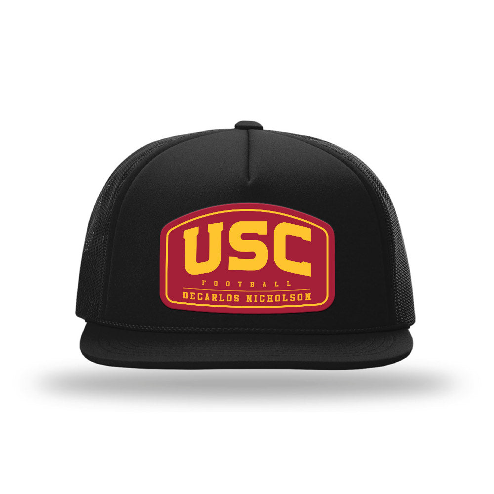 USC - NCAA Football : DeCarlos Nicholson - Leather Patch Foamie Trucker Cap-0