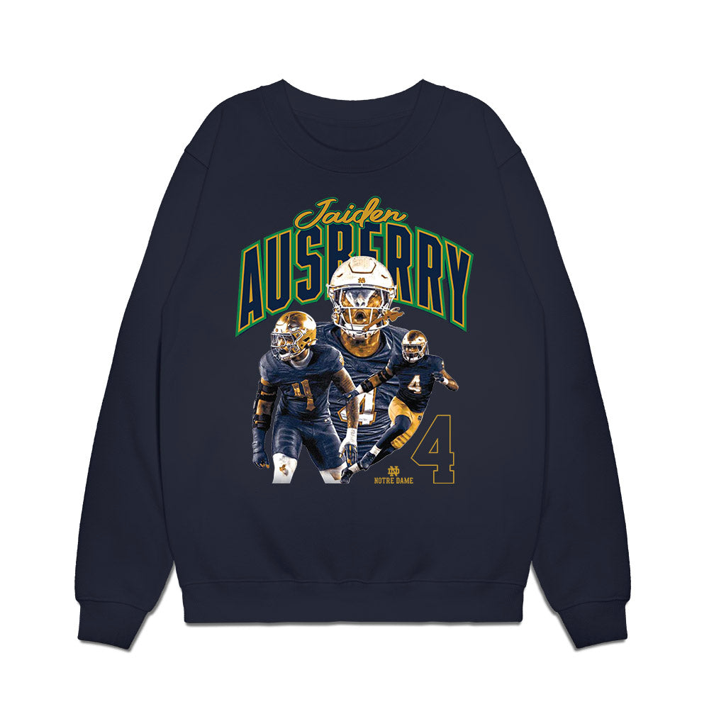 Notre Dame - NCAA Football : Jaiden Ausberry - Collage Premium Crewneck Sweatshirt-0