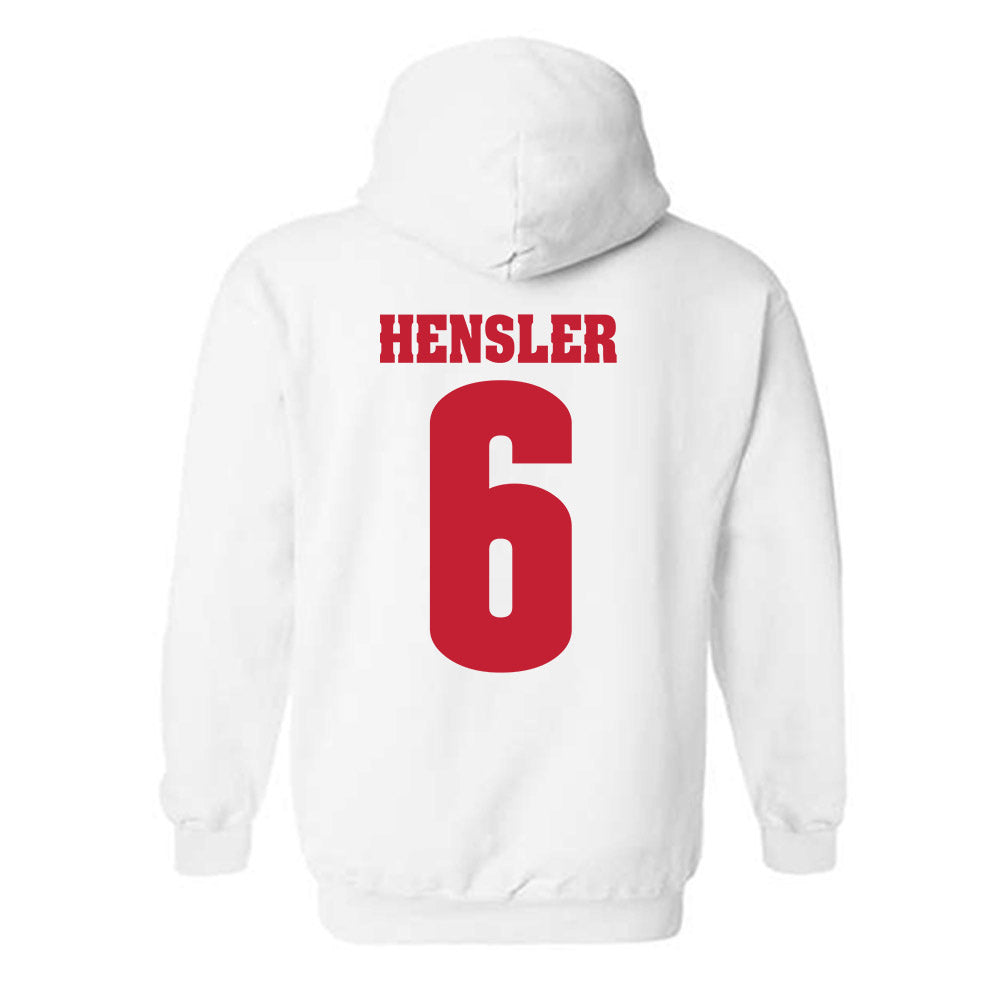 Wisconsin - NCAA Men's Ice Hockey : Logan Hensler - Classic Shersey Hooded Sweatshirt-1