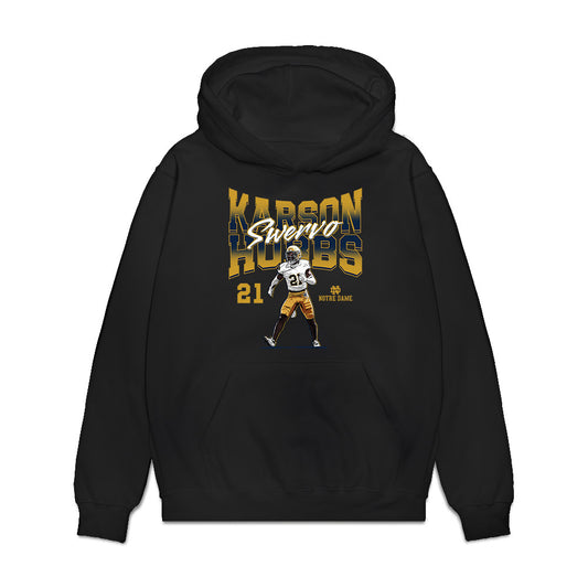 Notre Dame - NCAA Football : Karson Hobbs - Caricature Premium Hooded Sweatshirt-0
