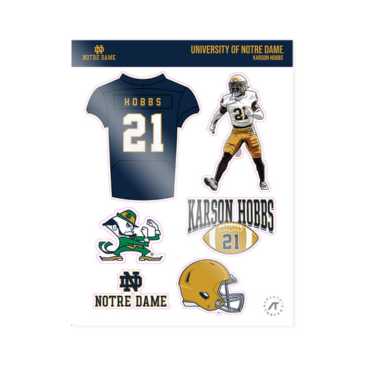 Notre Dame - NCAA Football : Karson Hobbs - Sticker Sheet-0