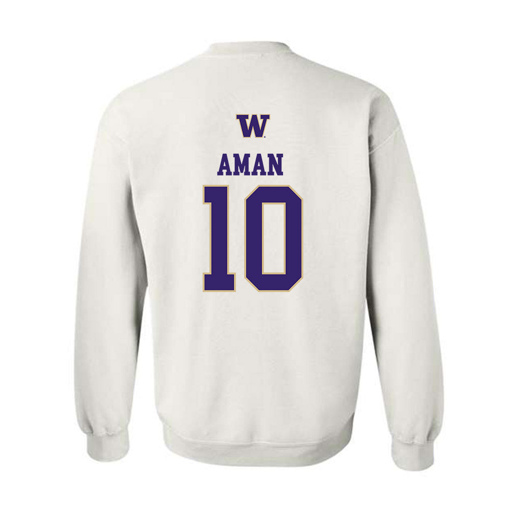 Washington - NCAA Men's Soccer : Richie Aman - Sports Shersey Crewneck Sweatshirt-1