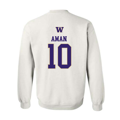 Washington - NCAA Men's Soccer : Richie Aman - Sports Shersey Crewneck Sweatshirt-1