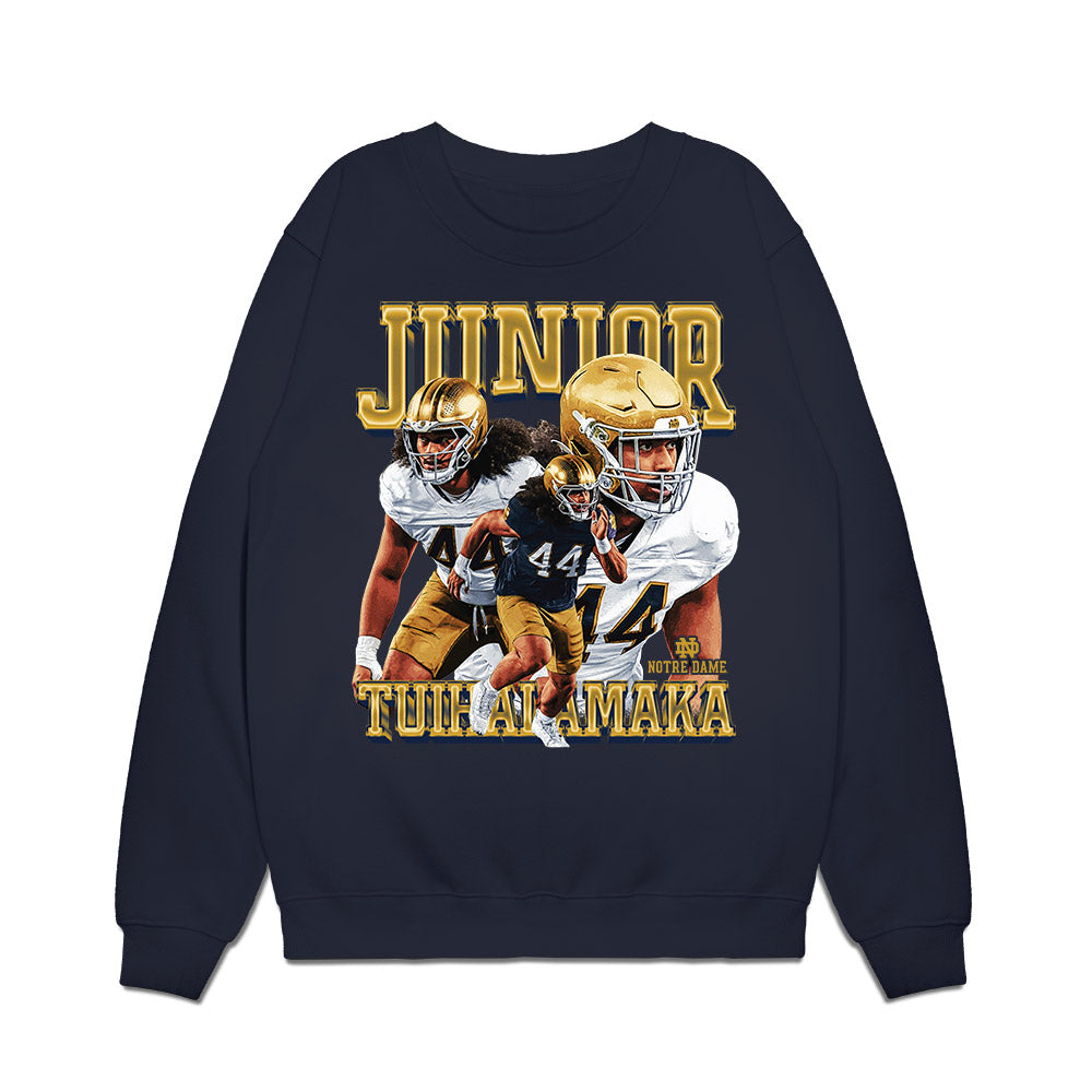 Notre Dame - NCAA Football : Junior Tuihalamaka - Premium Crewneck Sweatshirt-0