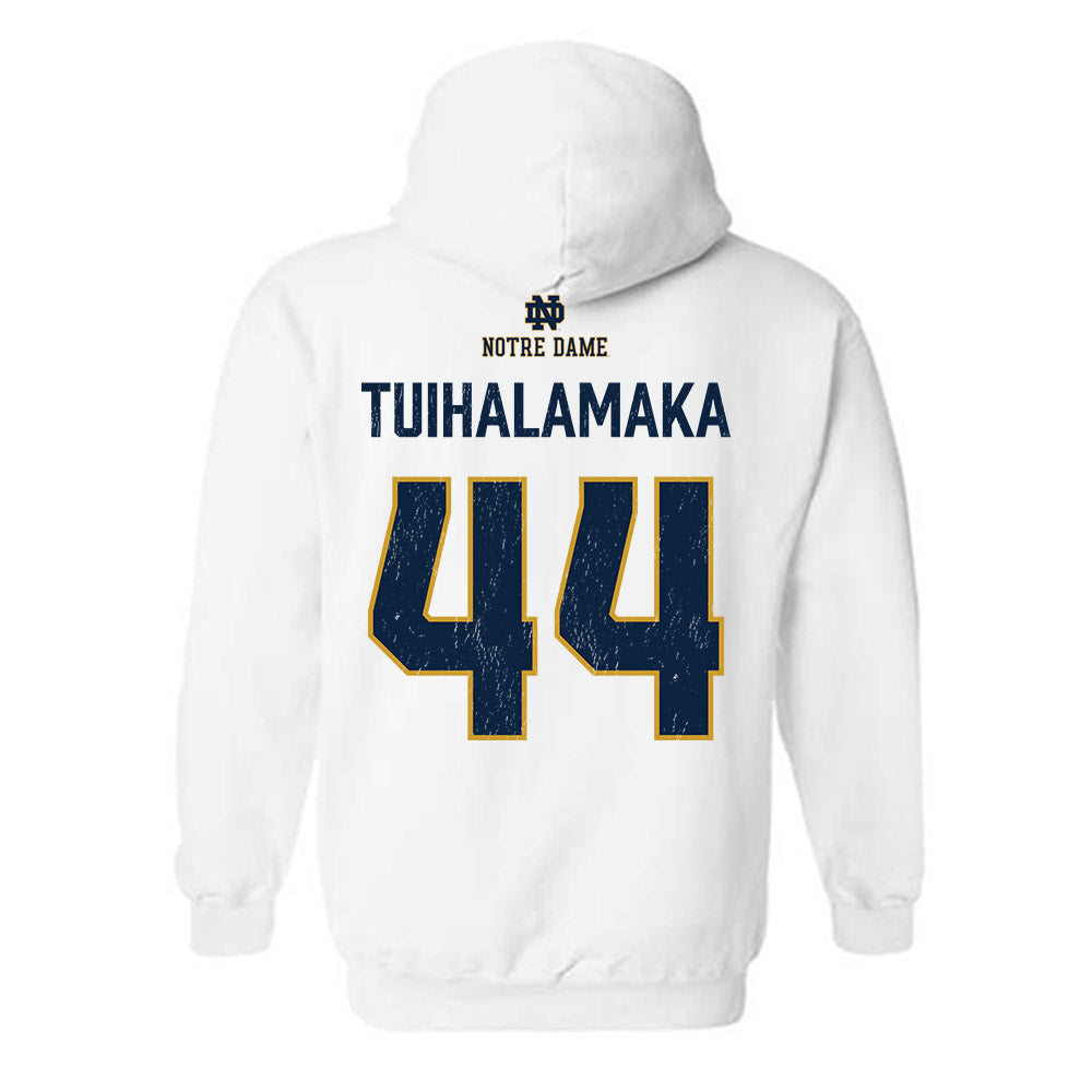 Notre Dame - NCAA Football : Junior Tuihalamaka - Classic Shersey Hooded Sweatshirt-1