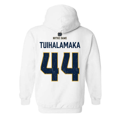 Notre Dame - NCAA Football : Junior Tuihalamaka - Classic Shersey Hooded Sweatshirt-1