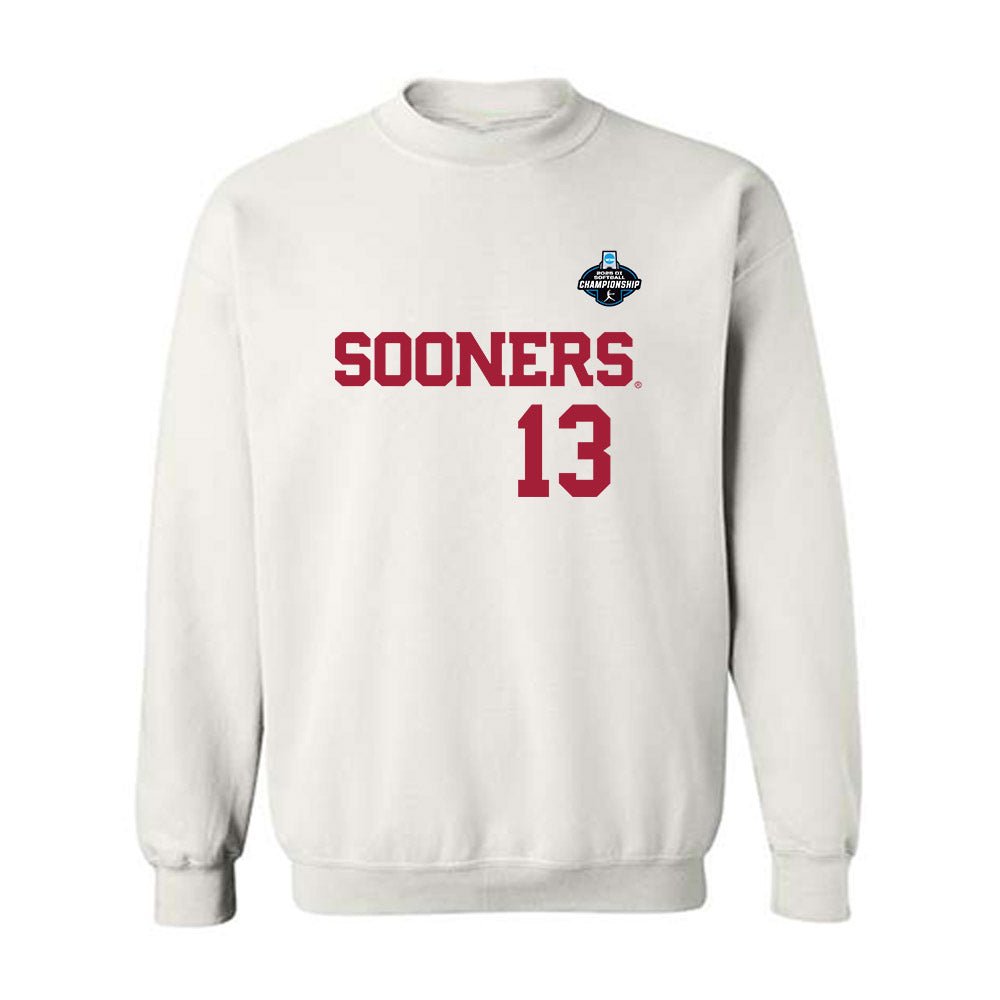 Oklahoma - NCAA Softball : Isabela Emerling - White NCAA® Shersey Crewneck Sweatshirt-0
