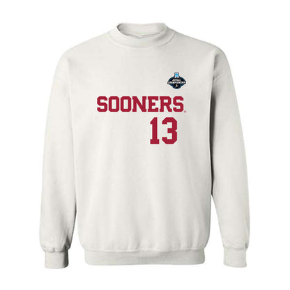 Oklahoma - NCAA Softball : Isabela Emerling - White NCAA® Shersey Crewneck Sweatshirt-0