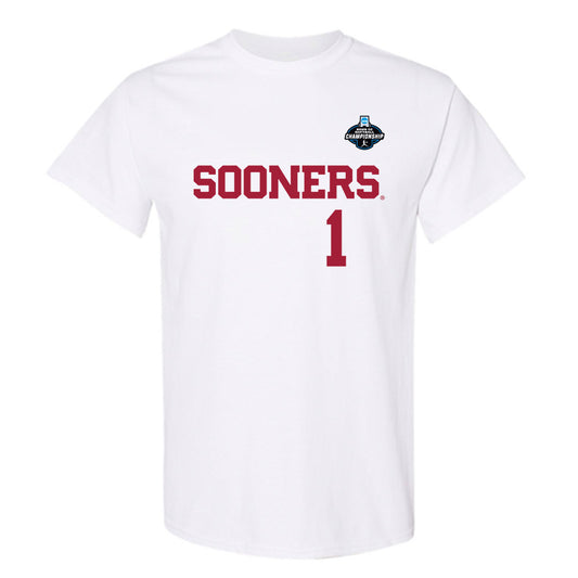 Oklahoma - NCAA Softball : Cydney Sanders - White NCAA® Shersey T-Shirt-0
