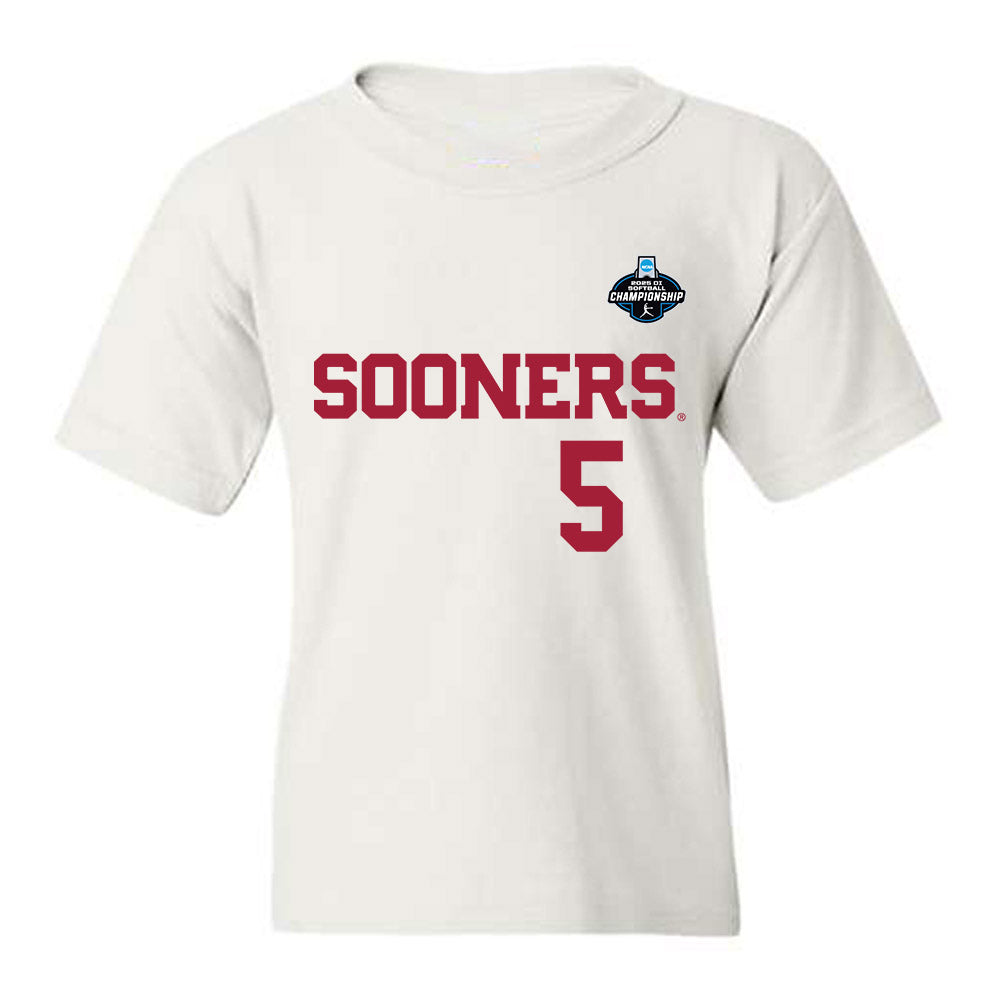 Oklahoma - NCAA Softball : Ella Parker - White NCAA® Shersey Youth T-Shirt-0