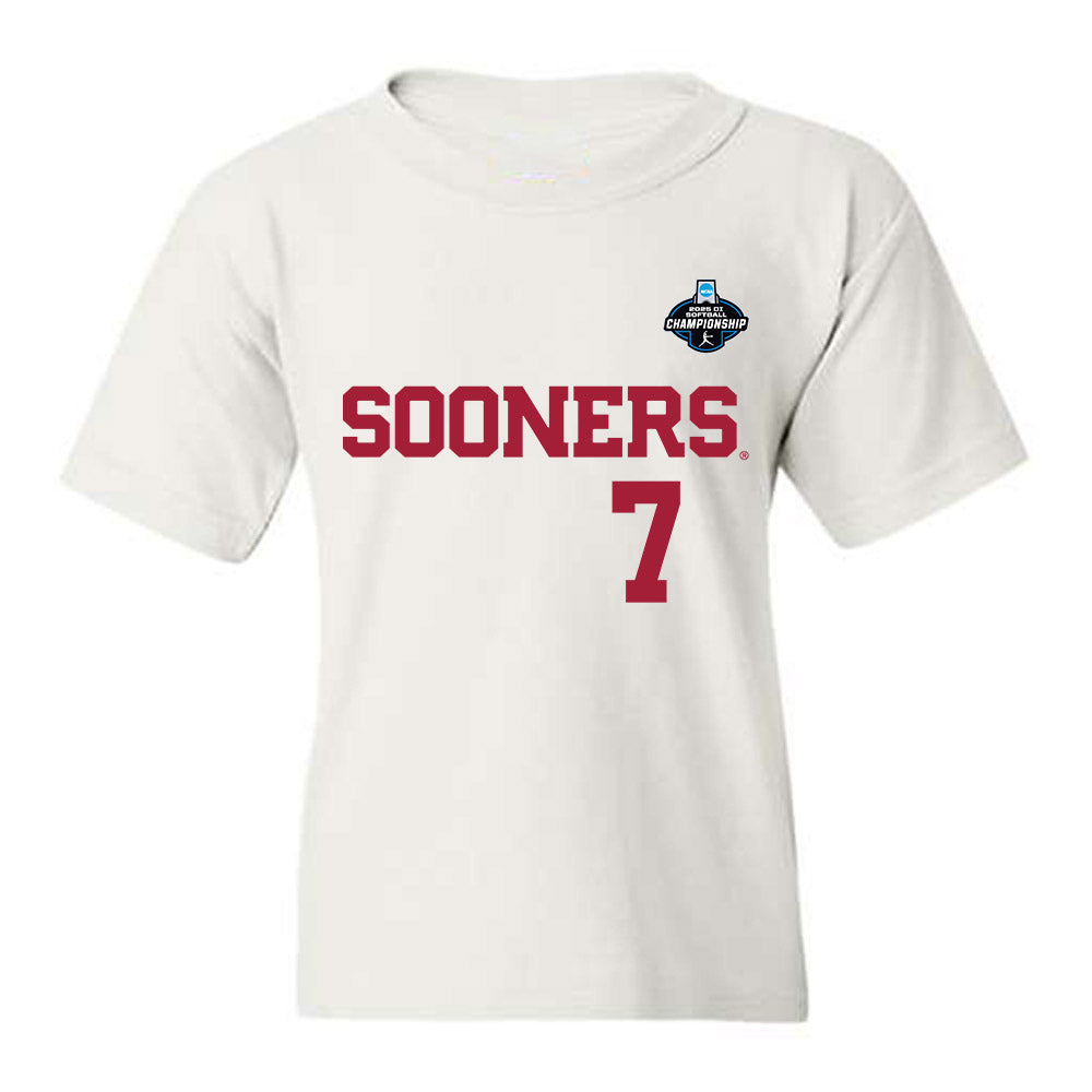 Oklahoma - NCAA Softball : Kasidi Pickering - White NCAA® Shersey Youth T-Shirt-0