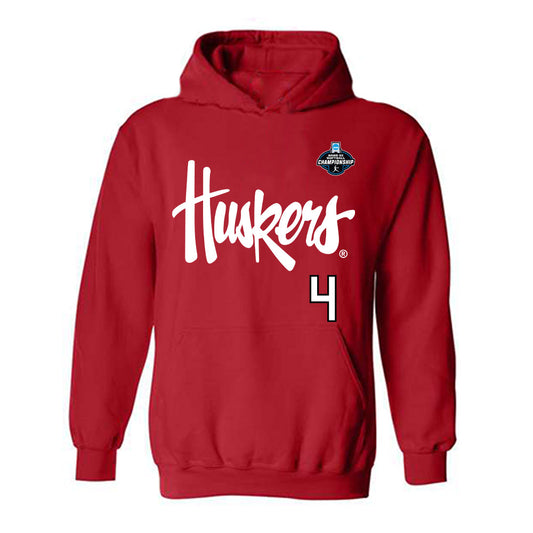 Nebraska - NCAA Softball : Malia Thoms - Replica Shersey Hooded Sweatshirt-0