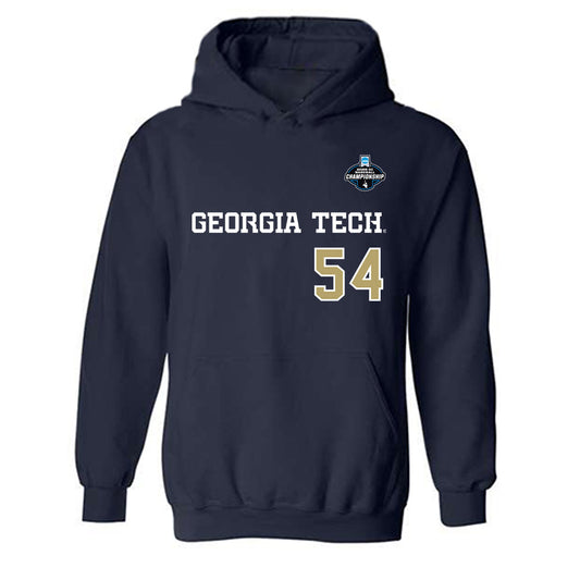 Georgia Tech - NCAA Baseball : Riley Hasenstab - Replica Shersey Hooded Sweatshirt-0