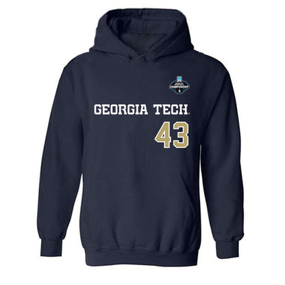 Georgia Tech - NCAA Baseball : Dimitri Angelakos - NCAA® Replica Shersey Hooded Sweatshirt-0