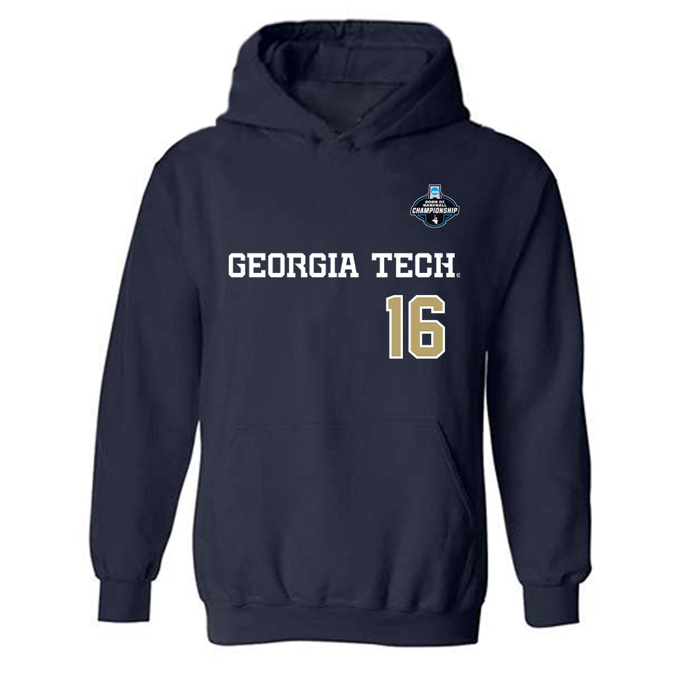 Georgia Tech - NCAA Baseball : Charlie Willcox - NCAA® Replica Shersey Hooded Sweatshirt-0