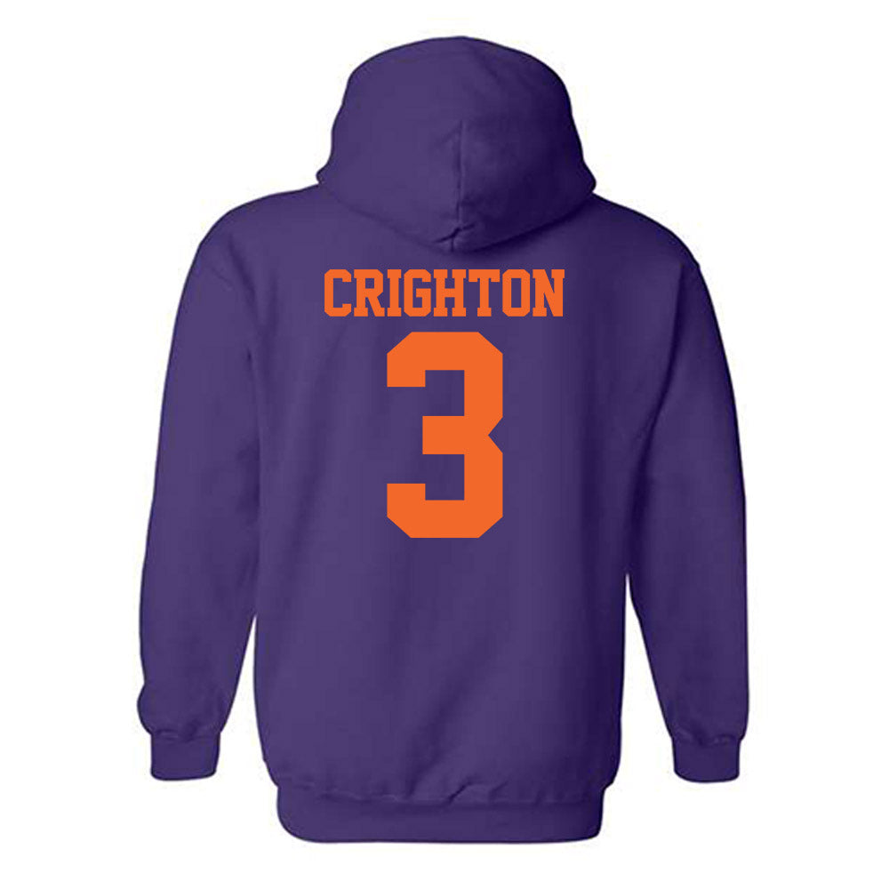 Clemson - NCAA Baseball : Jack Crighton - Purple NCAA® Shersey Hooded Sweatshirt-1