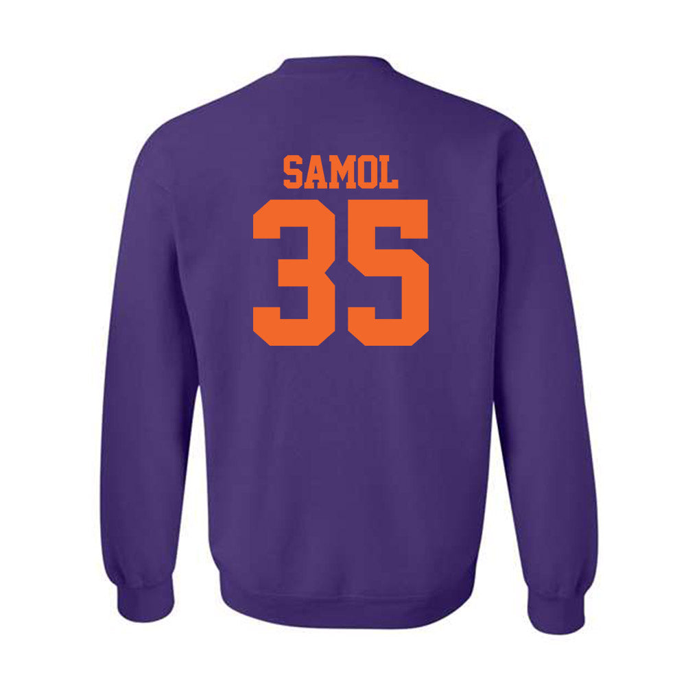 Clemson - NCAA Baseball : Noah Samol - Purple NCAA® Shersey Crewneck Sweatshirt-1
