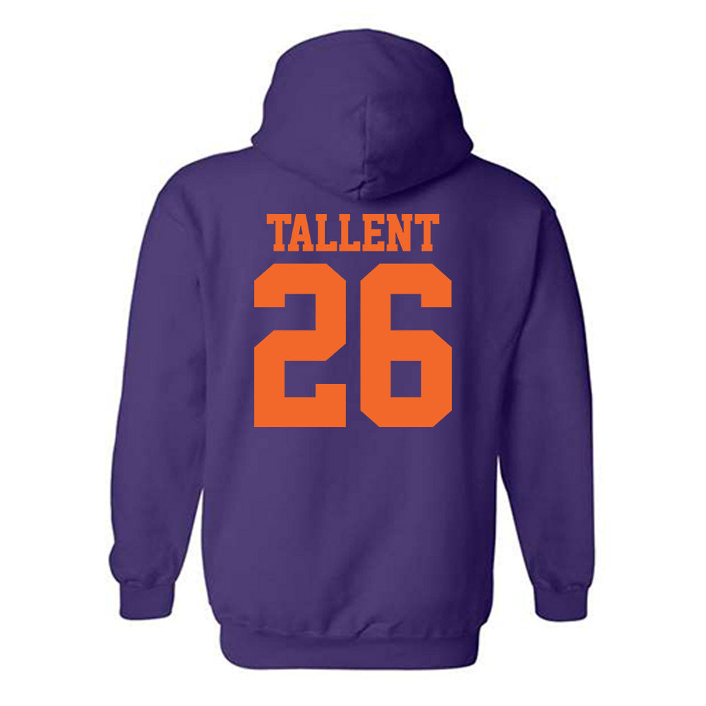Clemson - NCAA Baseball : Casey Tallent - Purple NCAA® Shersey Hooded Sweatshirt-1