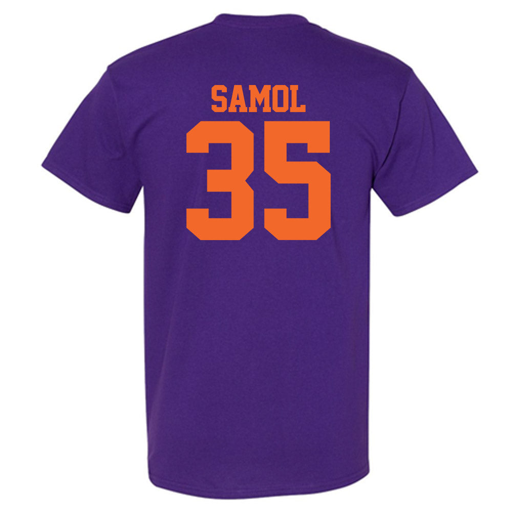 Clemson - NCAA Baseball : Noah Samol - Purple NCAA® Shersey T-Shirt-1