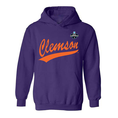 Clemson - NCAA Baseball : Austin Jacobs - Purple NCAA® Shersey Hooded Sweatshirt-0