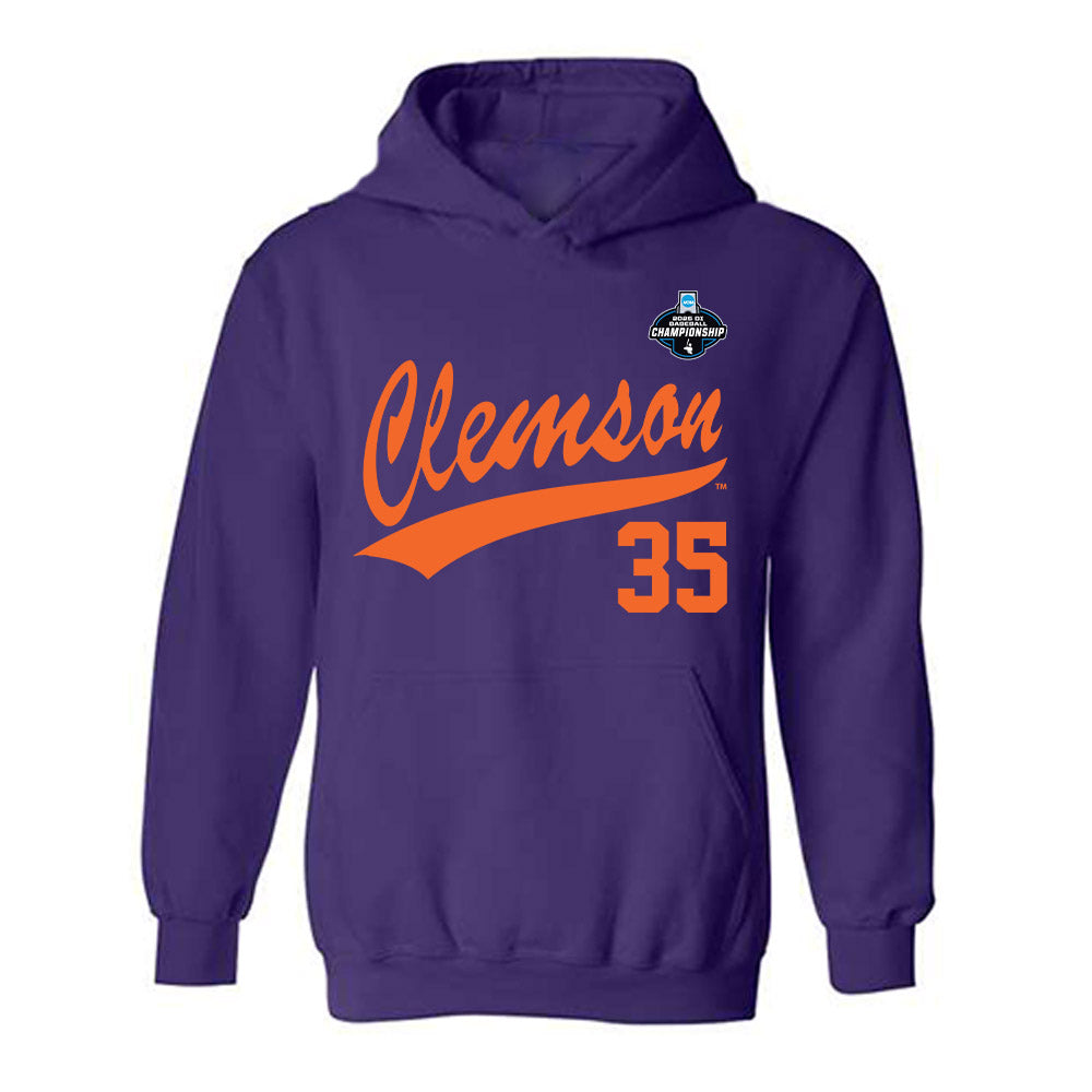 Clemson - NCAA Baseball : Noah Samol - Purple NCAA® Shersey Hooded Sweatshirt-0
