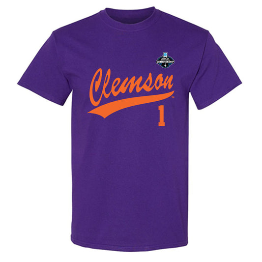 Clemson - NCAA Baseball : Bryce Clavon - Purple NCAA® Shersey T-Shirt-0