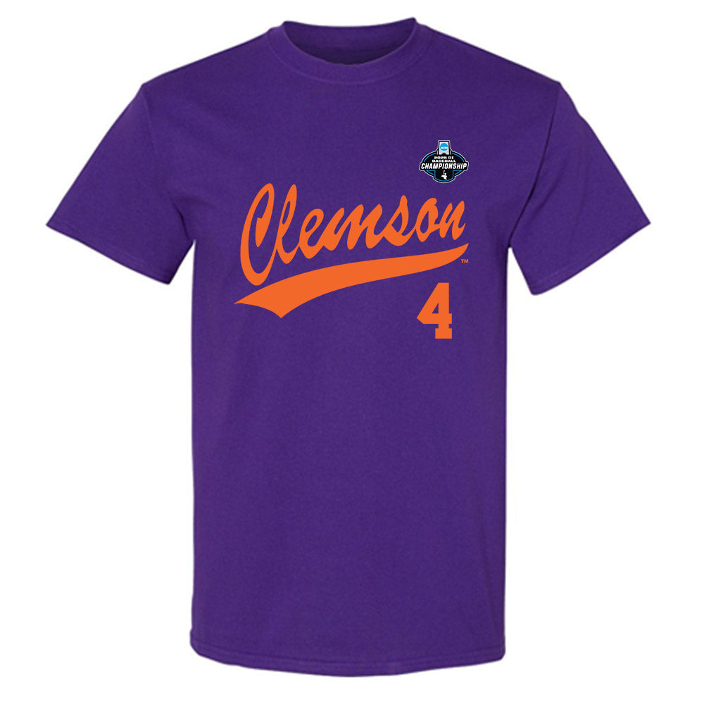 Clemson - NCAA Baseball : Tryston McCladdie - Purple NCAA® Shersey T-Shirt-0